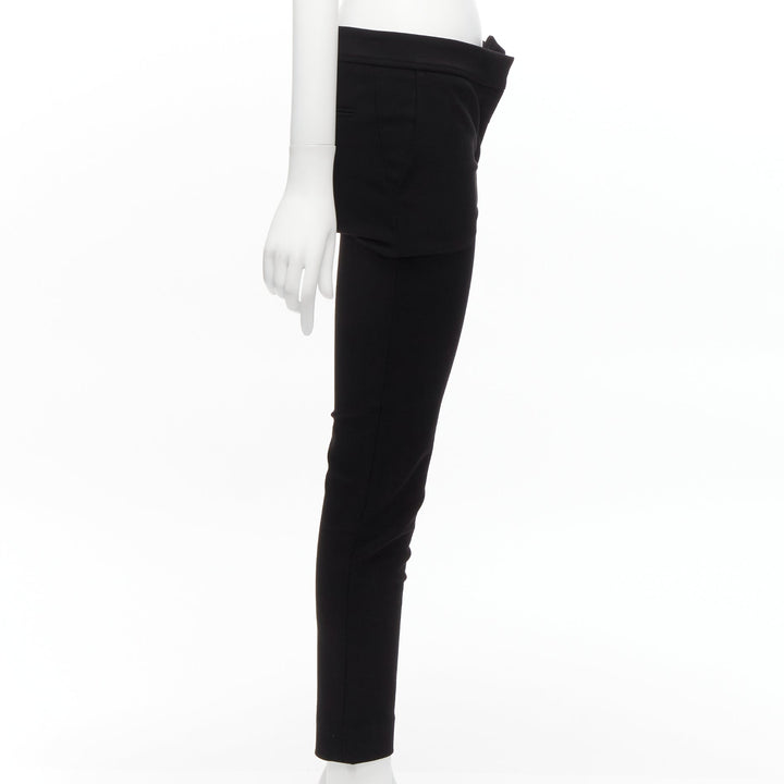 STELLA MCCARTNEY black wool blend high waist cropped skinny pants IT36 XXS