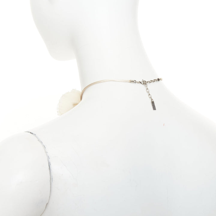 SAINT LAURENT Bridal Petite Fleur Carnation ivory frayed petal choker necklace