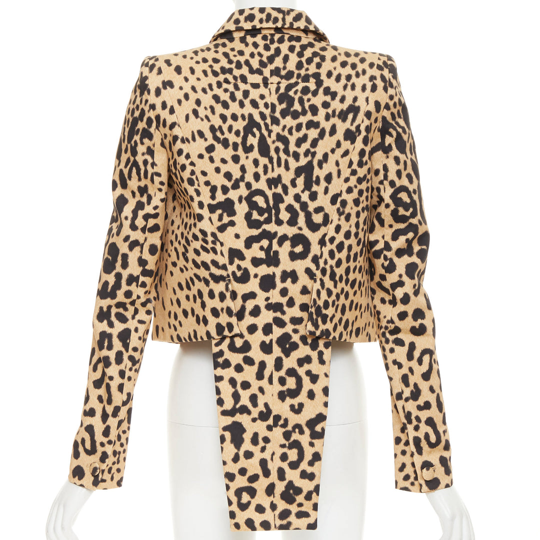 GIVENCHY 2012 leopard paneled cotton tailcoat tuxedo blazer IT36 XXS