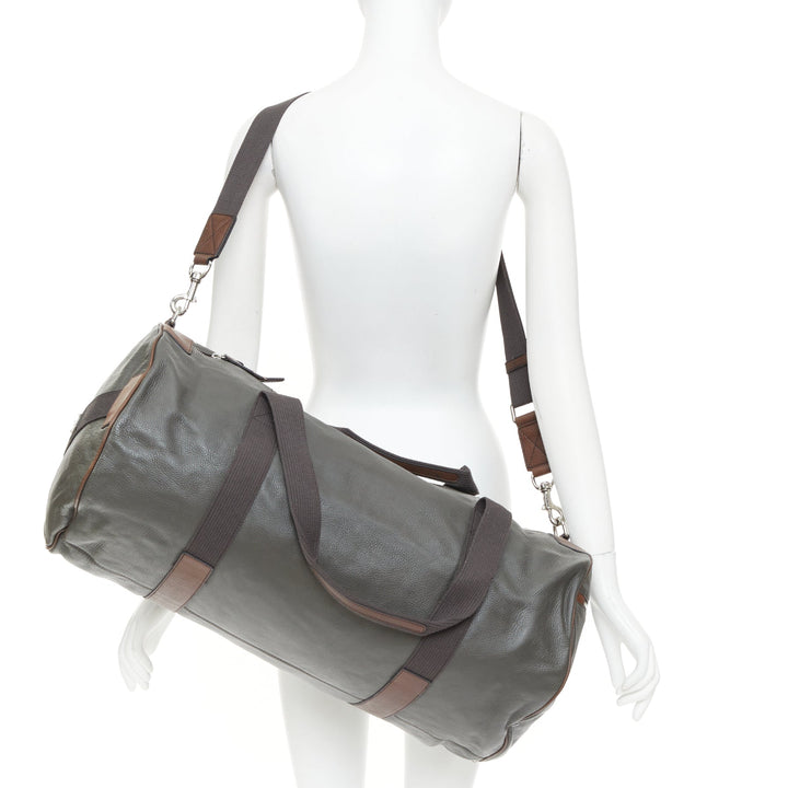DOLCE GABBANA 2005 grey distressed leather canvas strap duffel travel bag
