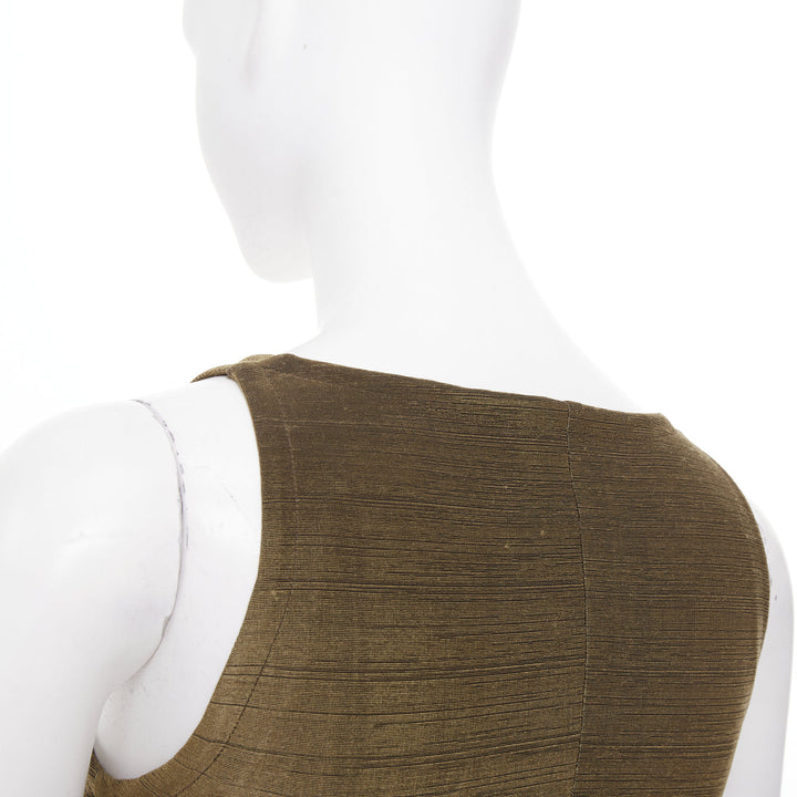 EMPORIO ARMANI Vintage gold textured metallic look crossover wrap dress IT38 XS