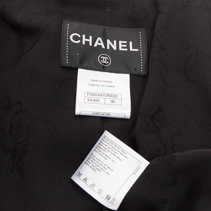 CHANEL 13C Paris Versailles black sequin embellished cropped zip jacket FR36 S