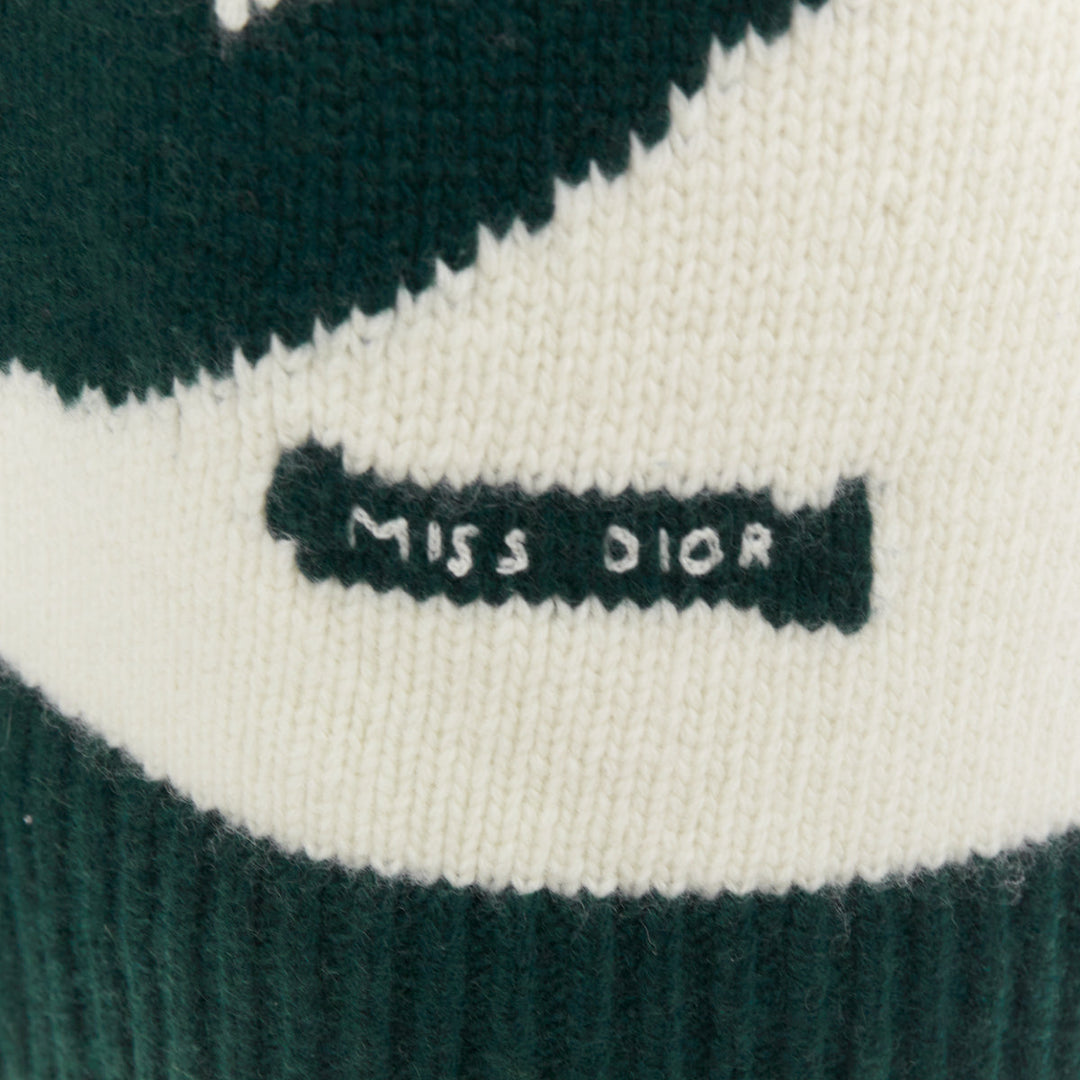 CHRISTIAN DIOR C'est Non cream green wool cashmere oversized sweater FR34 XS