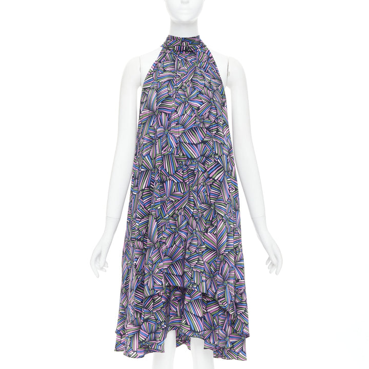 MARC BY MARC JACOBS purple 100% silk geometric print dress US2 S