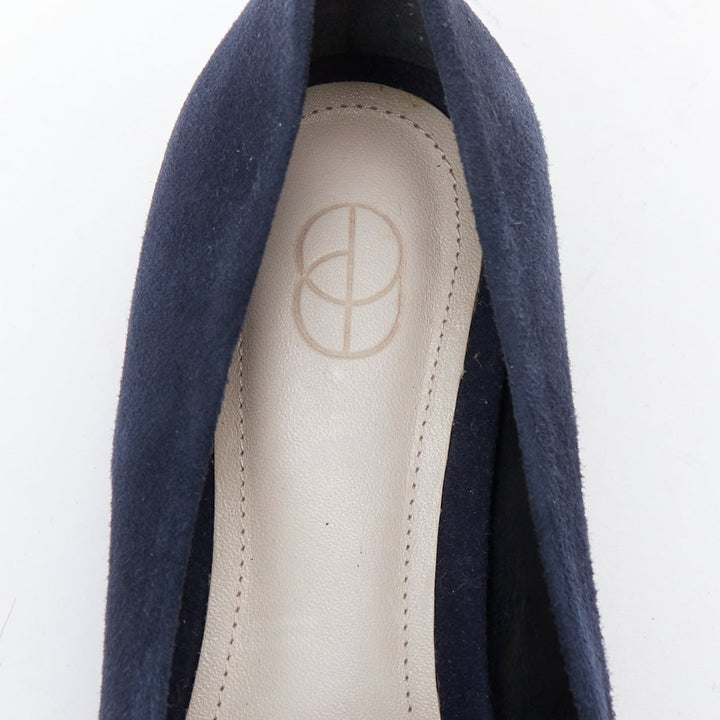 PORTE PAIRE navy suede leather classic minimal loafer flats EU36