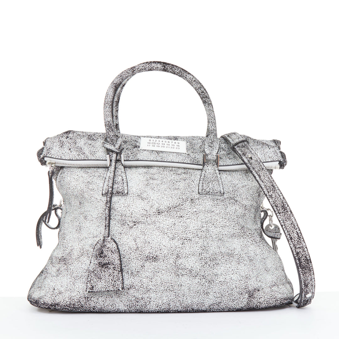 MAISON MARGIELA 2025 5AC Loved to Death Medium cracked paint black leather bag