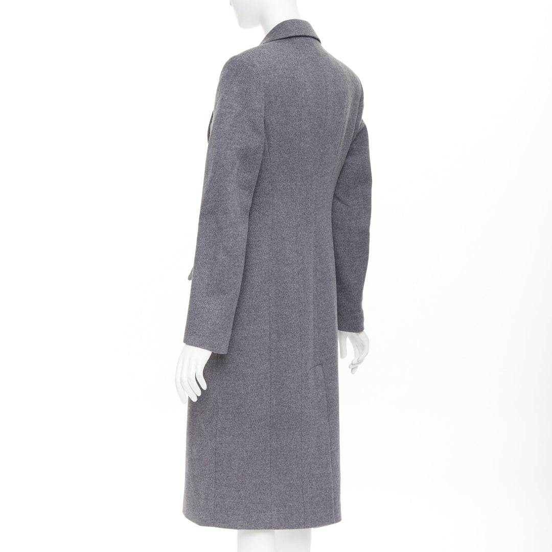 VALENTINO grey wool flannel bow tie front panelled long tailored coat IT38 XS