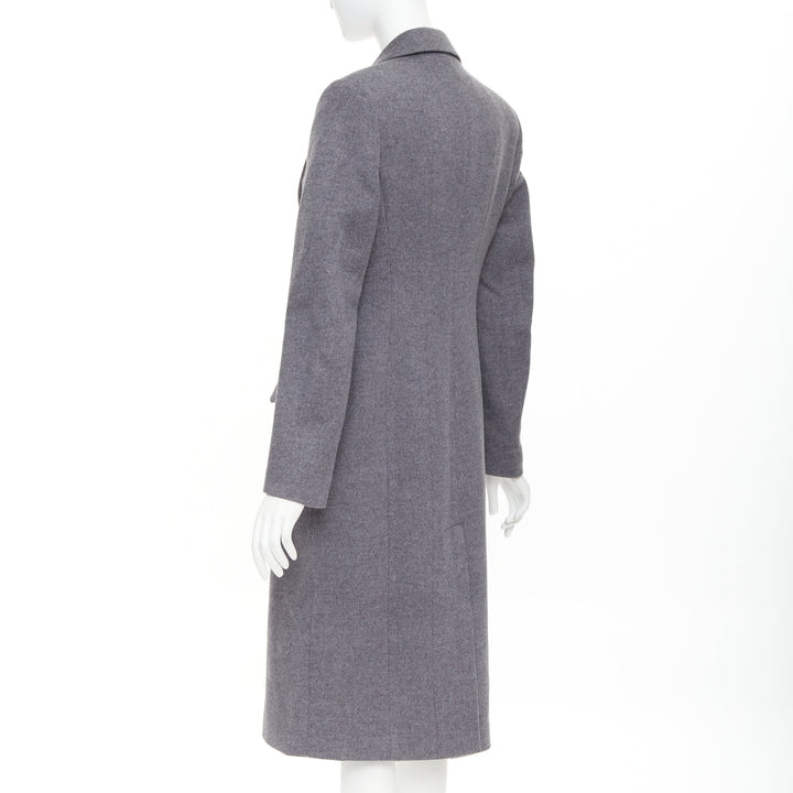 VALENTINO grey wool flannel bow tie front panelled long tailored coat IT38 XS