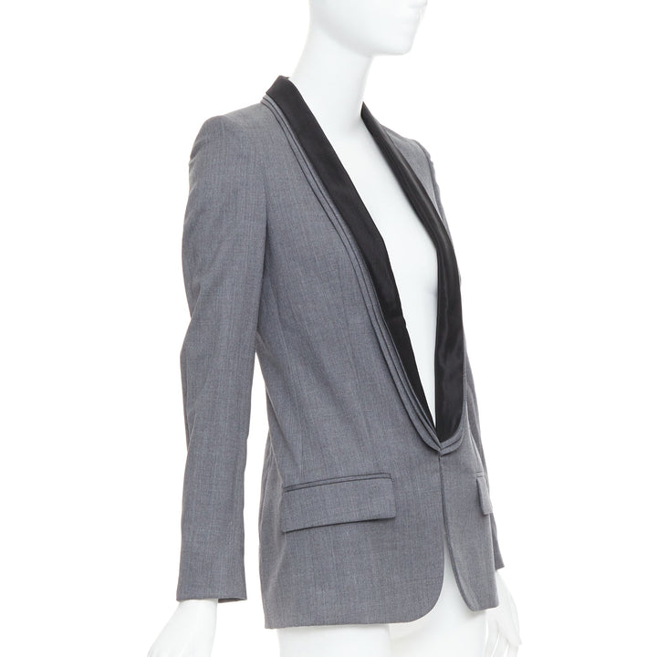 STELLA MCCARTNEY 2011 grey 100% wool triple layer lapel blazer IT36 XXS