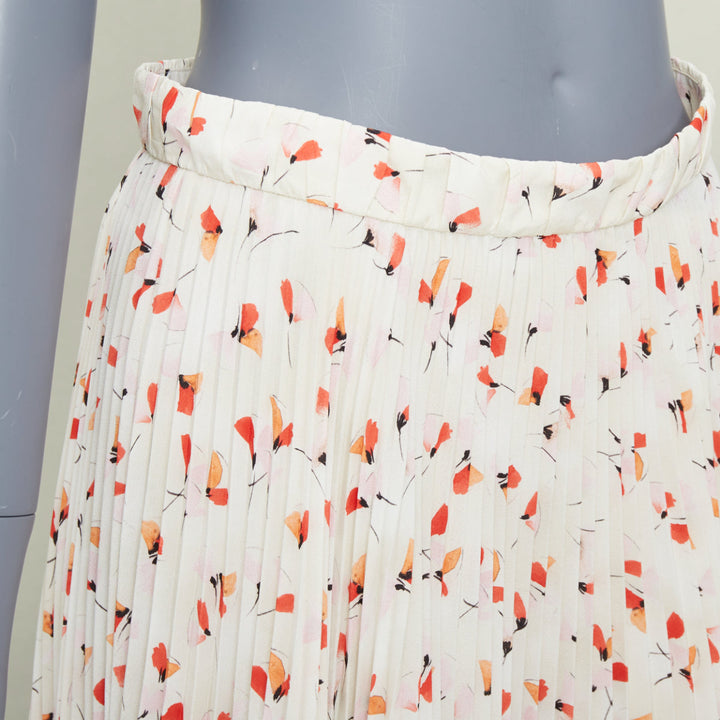 PRADA 2020 100% silk off white allover abstract floral print plisse skirt IT40 S