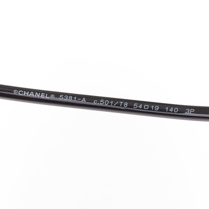 CHANEL 5381A black acetate silver brow bar aviator pilot sunglasses