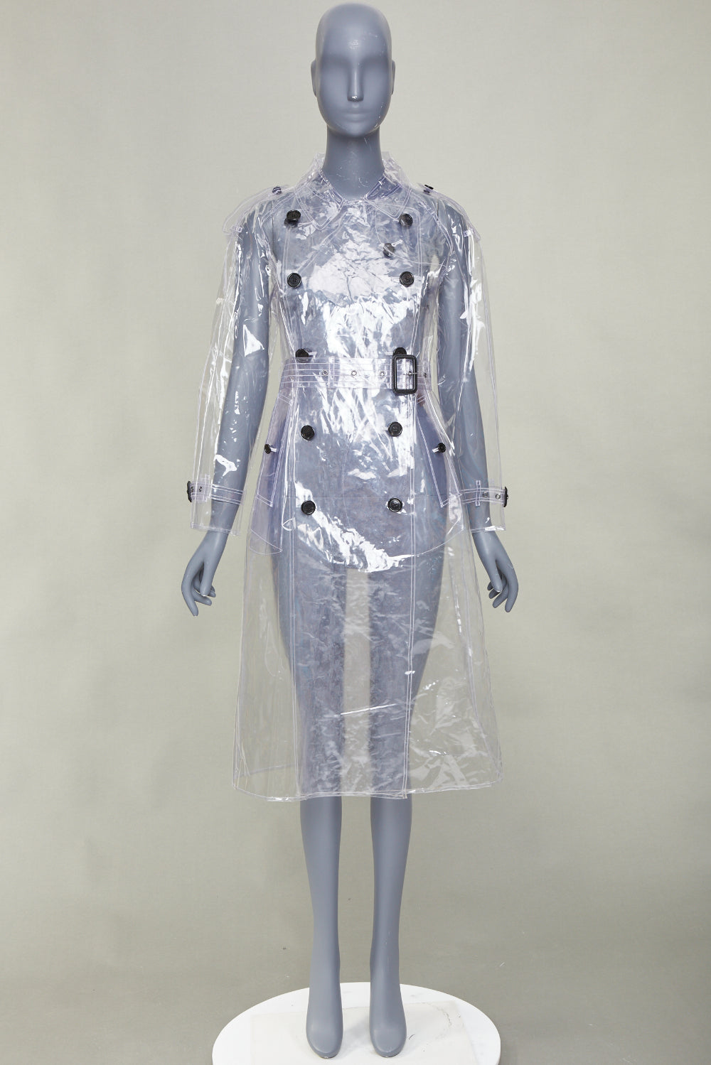 BURBERRY 2018 Runway transparent clear vinyl plastic double breasted trench M