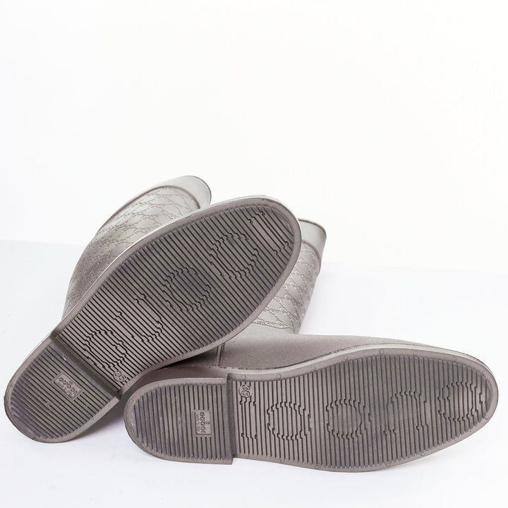 GUCCI silver GG logo monogram rubber flat tall rainboots EU36