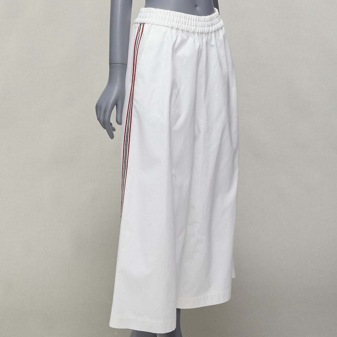 PORTS 1961 10 Corso Como white cotton checked stripe trim wide pants IT38 XS