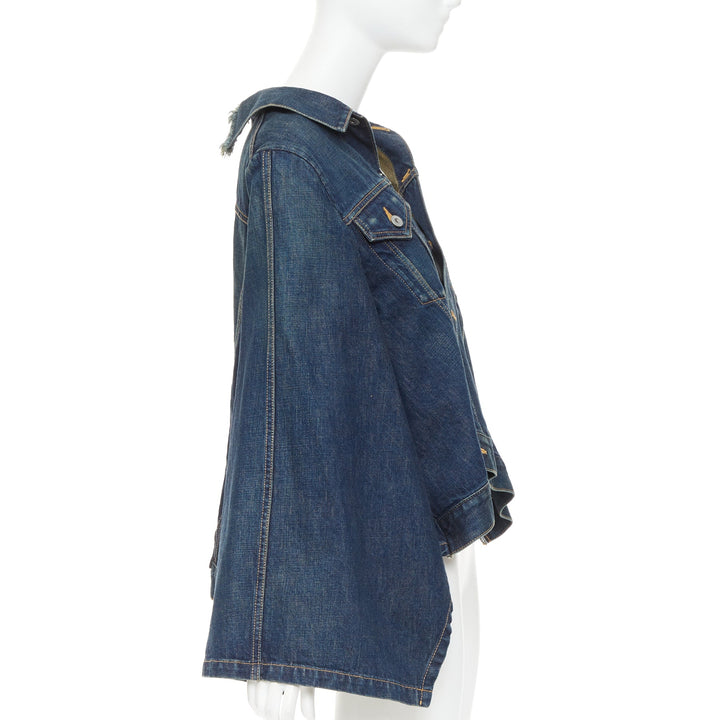 JUNYA WATANABE 2017 washed blue denim deconstructed flare caped jacket M