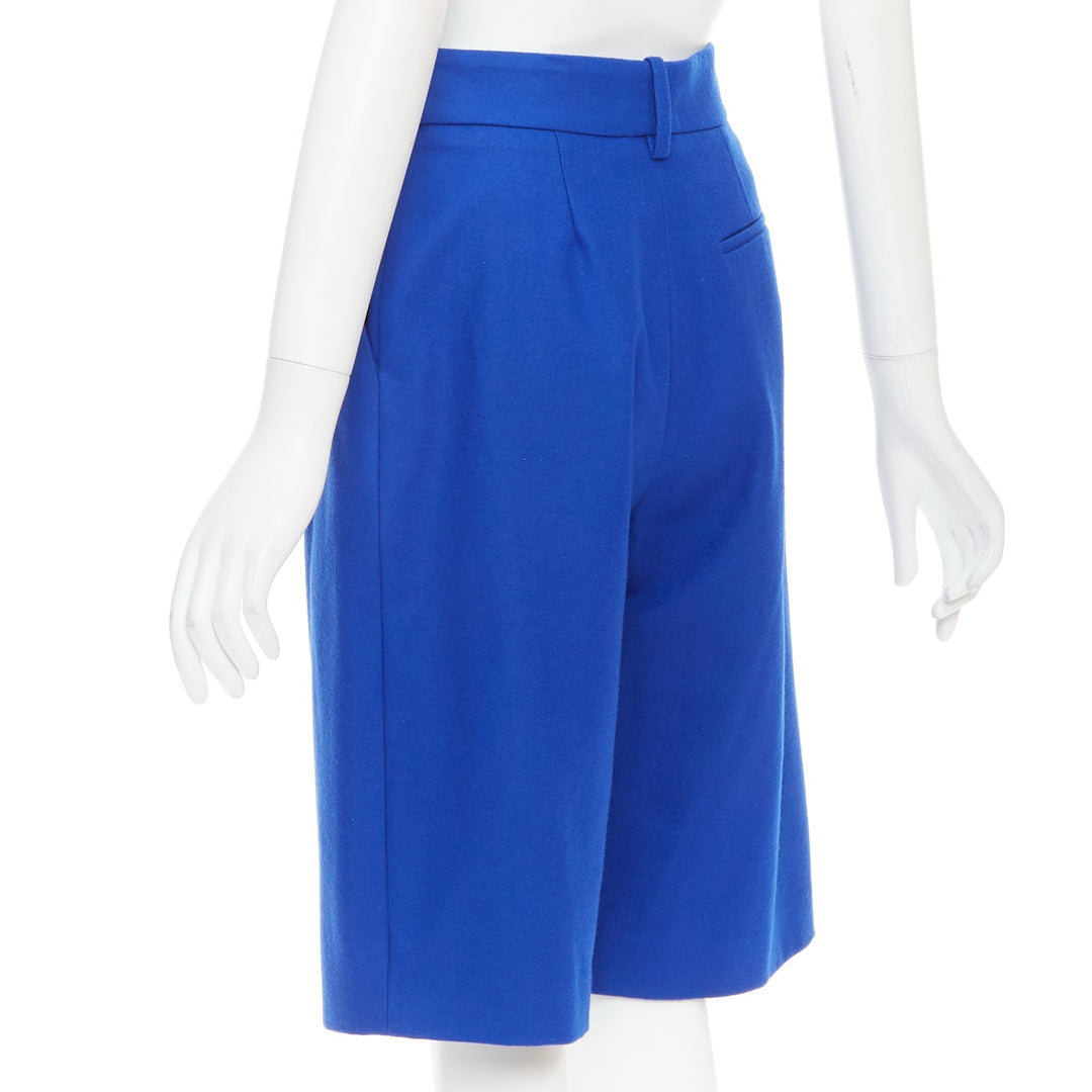 ALEXANDRE VAUTHIER COUTURE AW2022 Runway blue wool felt wide bermuda shorts