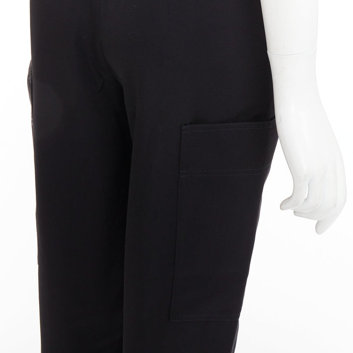 STELLA MCCARTNEY black wool twill silver zip pocketed tapered pants IT36 XXS