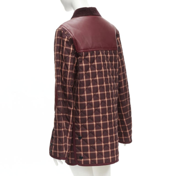 BURBERRY RICCARDO TISCI Reversible Burgundy Check leather patch jacket XS