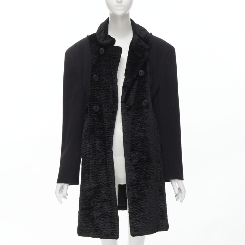 Runway COMME DES GARCONS Vintage 1993 faux fur deconstructed oversized coat XL