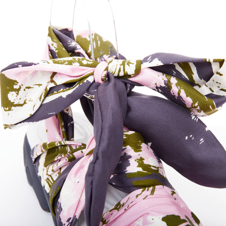 CHRISTIAN DIOR Raf Simons 2015 Brooklyn pink green scarf gladiator sandals EU38