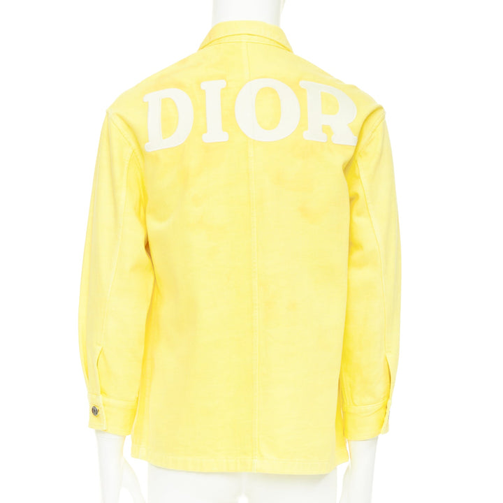 DIOR HOMME 2020 yellow 1947 logo embroidered cotton denim shirt jacket EU46 S