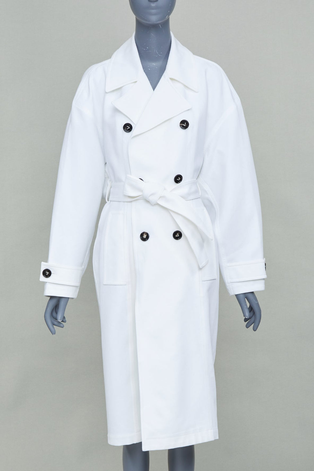 BOTTEGA VENETA Daniel Lee white cotton bubble back trench coat IT36 XXS