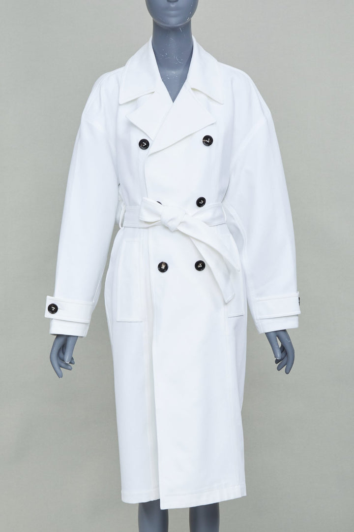 BOTTEGA VENETA Daniel Lee white cotton bubble back trench coat IT36 XXS