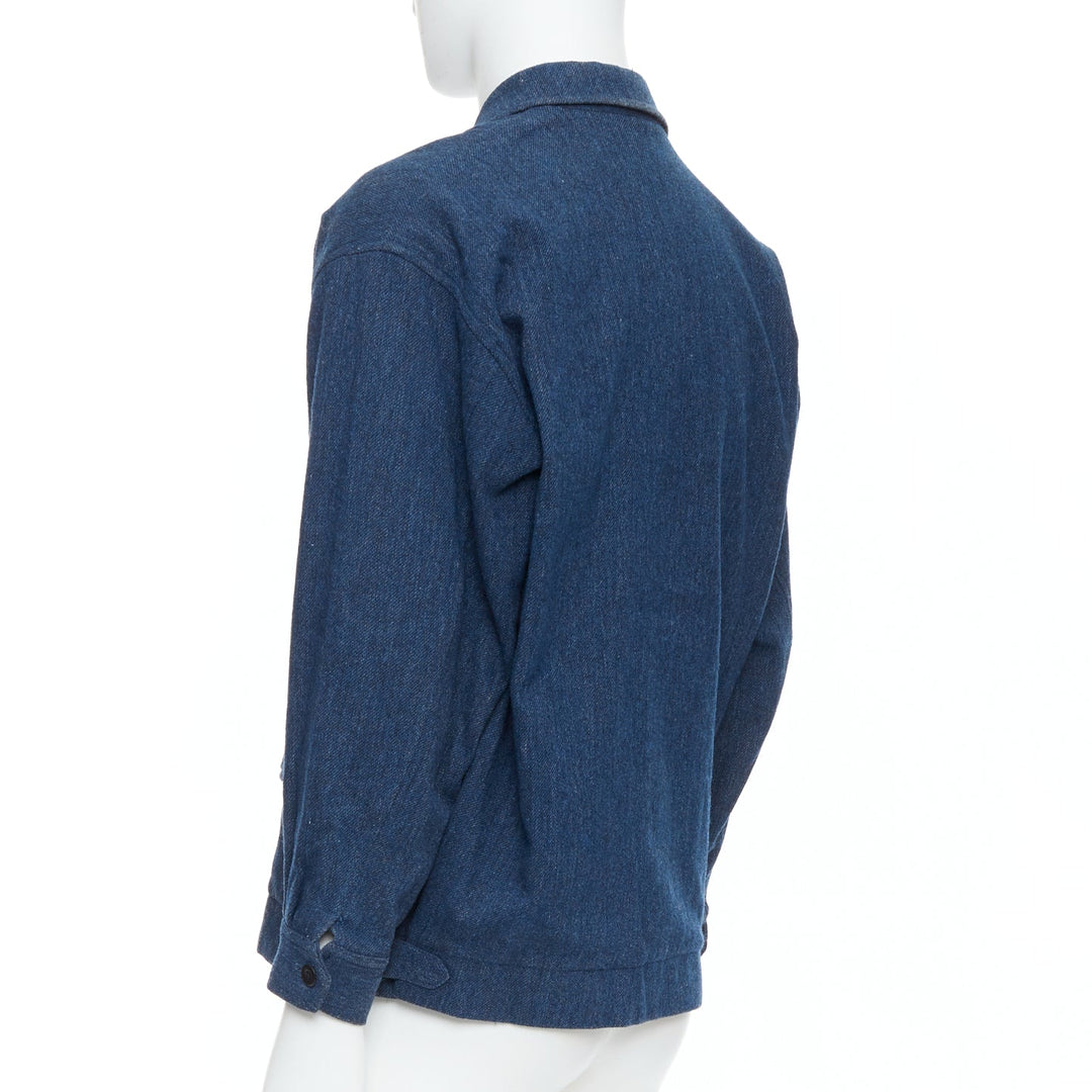 YOHJI YAMAMOTO Y's blue wool cotton blend minimal zip bomber jacket