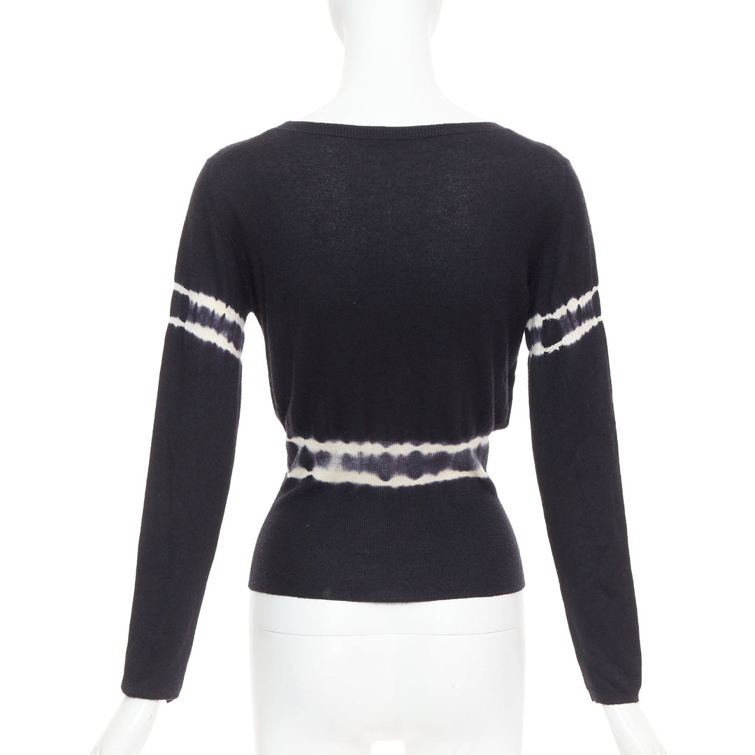 MIU MIU 2013 black cashmere silk tie dye cinched waist pullover sweater IT40 S