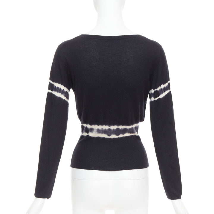MIU MIU 2013 black cashmere silk tie dye cinched waist pullover sweater IT40 S