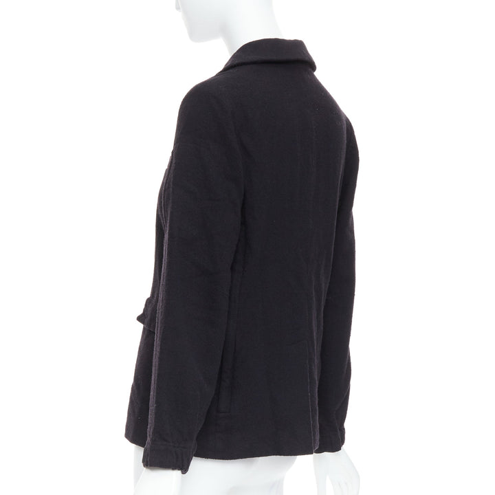 COMME DES GARCONS CDG black boiled wool button down blazer coat S