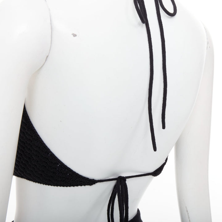 REFORMATION Circa black organically cotton open knit halter top skirt set XS