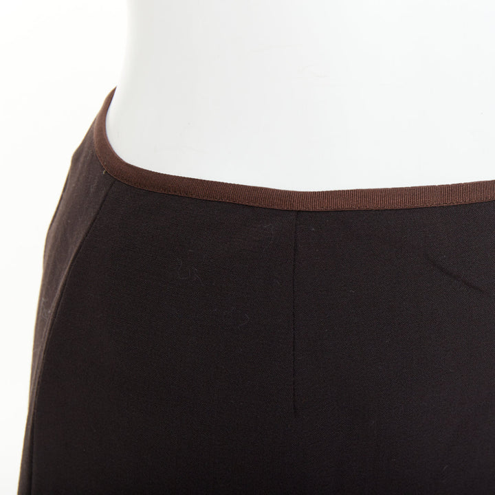 FENDI Vintage brown minimalist mid rise straight knee pencil skirt IT38 XS