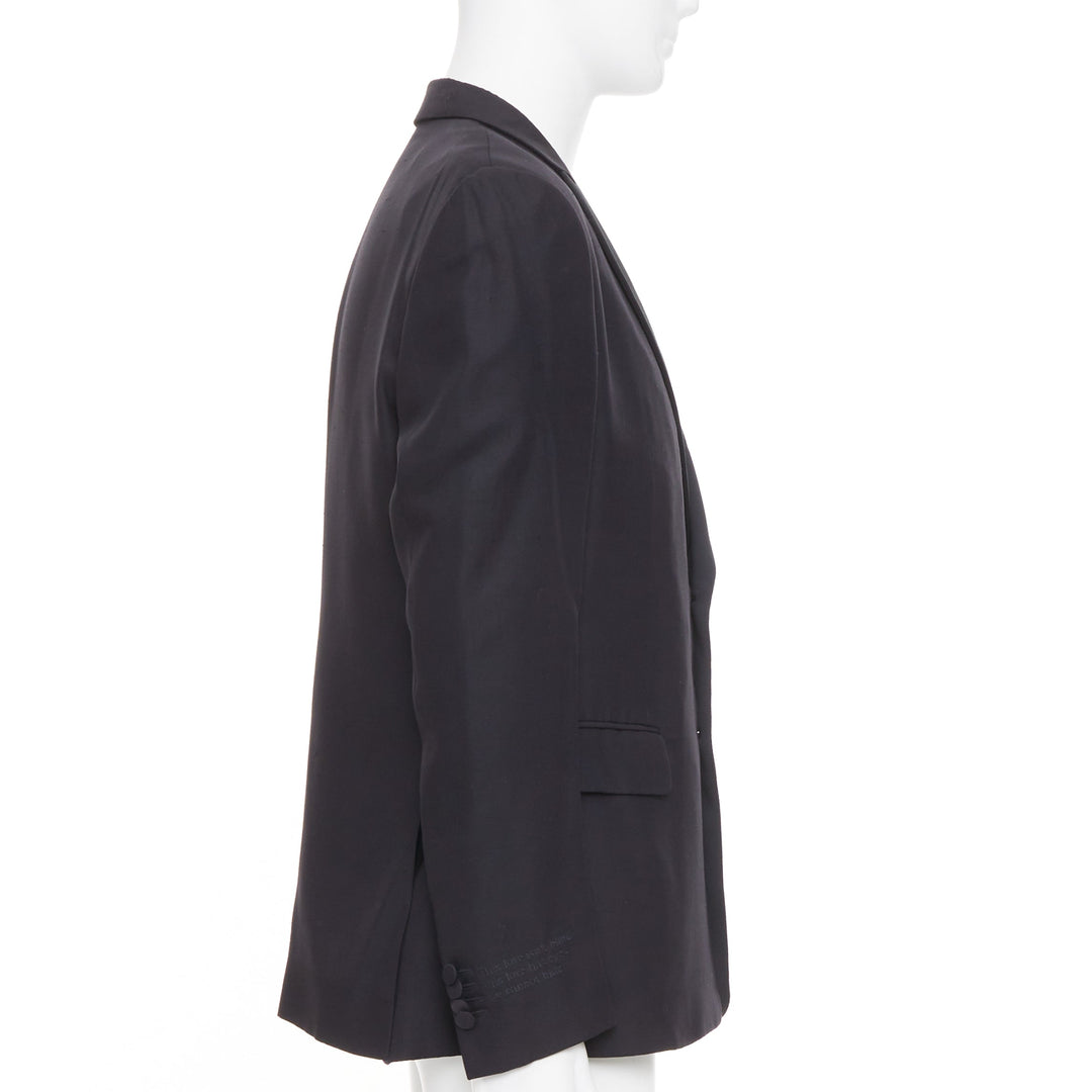 VALENTINO black 100% silk satin trim peak label full canvas tuxedo blazer IT48 M