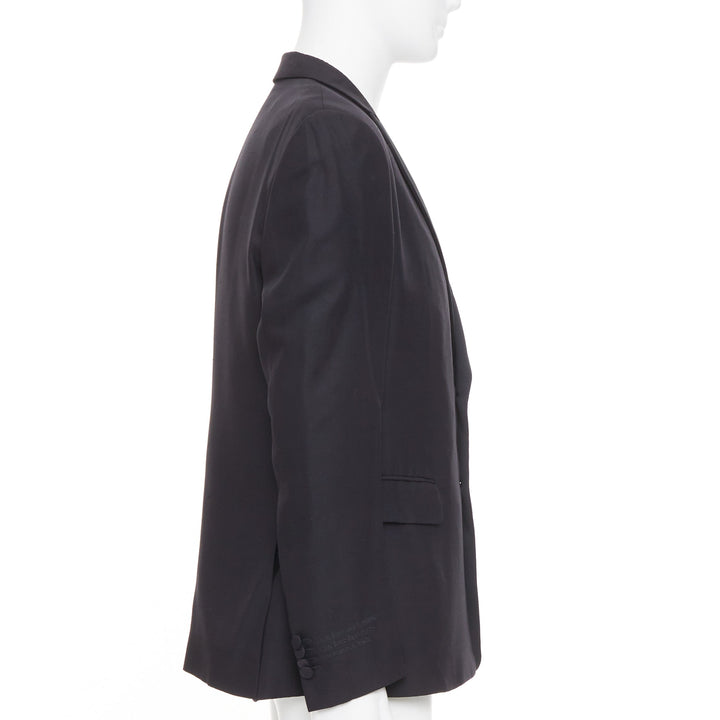 VALENTINO black 100% silk satin trim peak label full canvas tuxedo blazer IT48 M