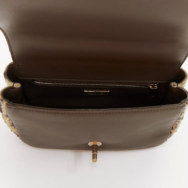 CHANEL 2017 Carry Chic natural python leather gold tone top handle crossbody bag