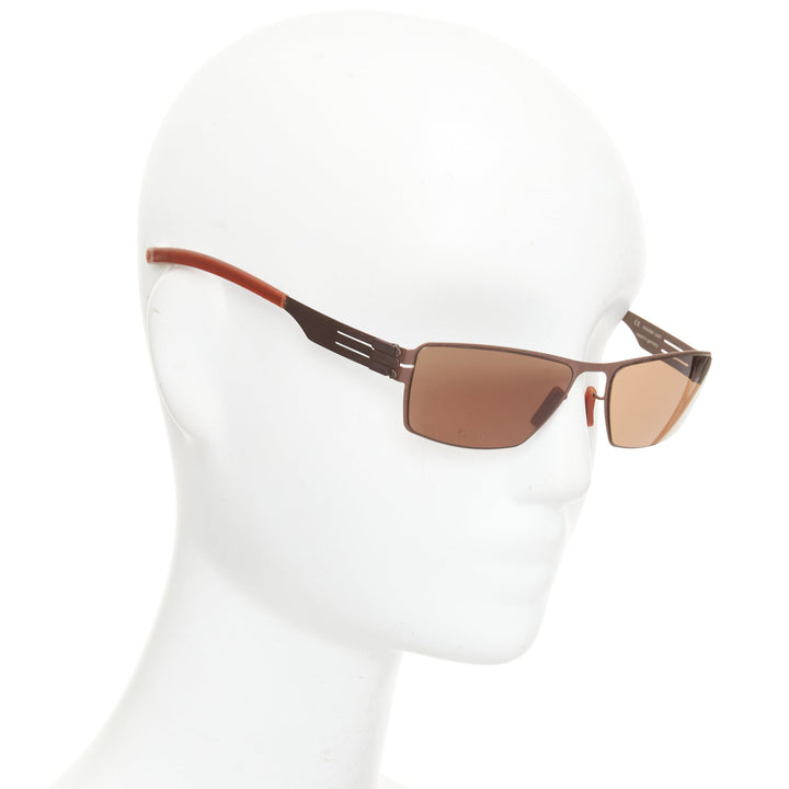 IC BERLIN Classic Carl brown sheet metal rectangular eyewear sunglasses
