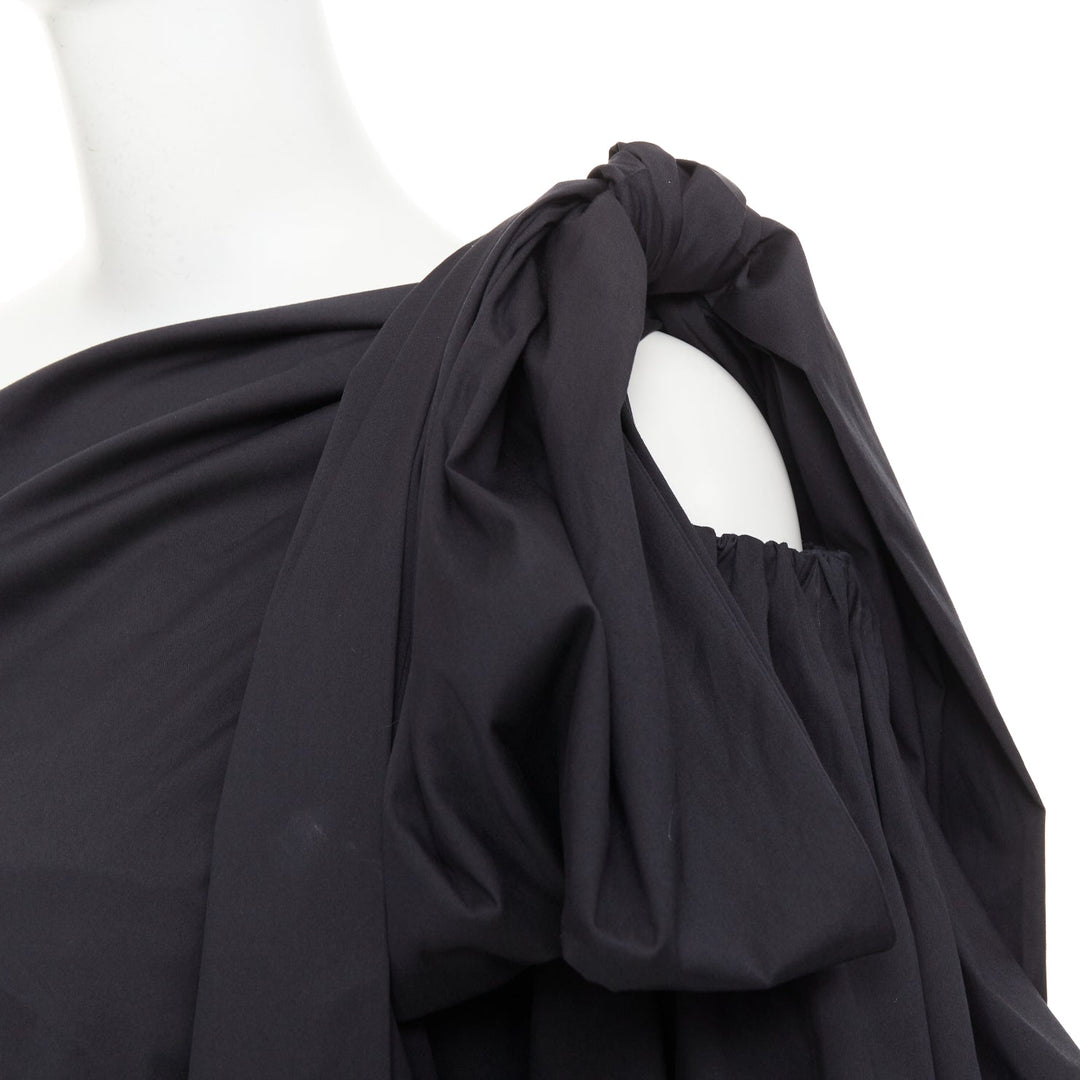 BERNADETTE Lucette black asymmetric one shoulder puff sleeve dress IT36 XXS