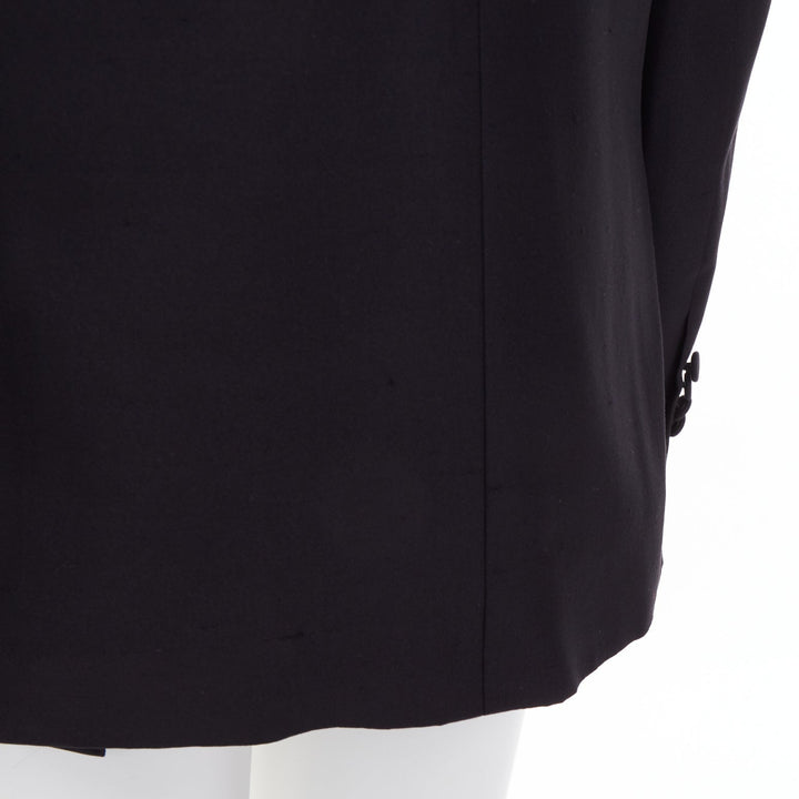 VALENTINO black 100% silk satin trim peak label full canvas tuxedo blazer IT48 M