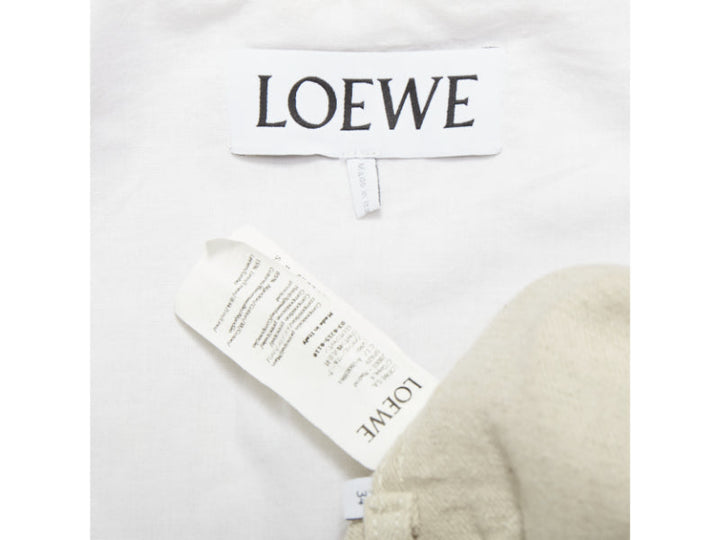 LOEWE JW ANDERSON Anagram brown leather pocket cotton linen work jacket FR34