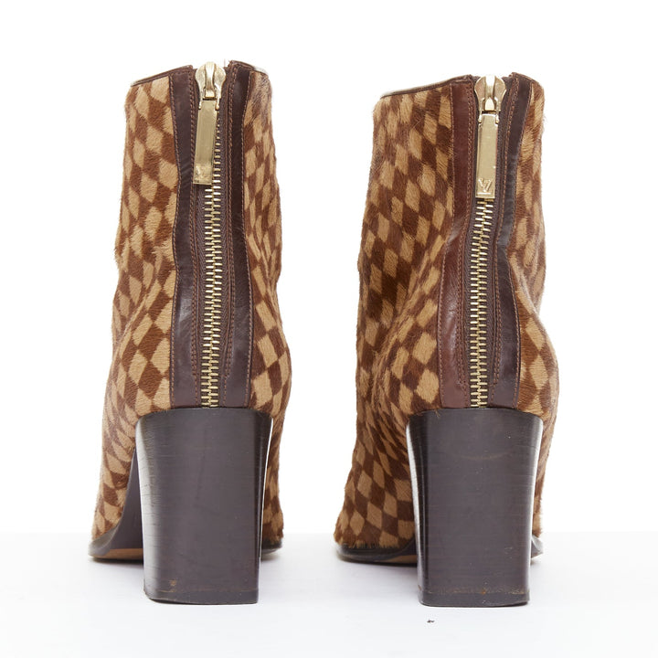 LOUIS VUITTON 1999 Vintage Marc Jacobs Damier Sauvage calfhair ankle boots EU37