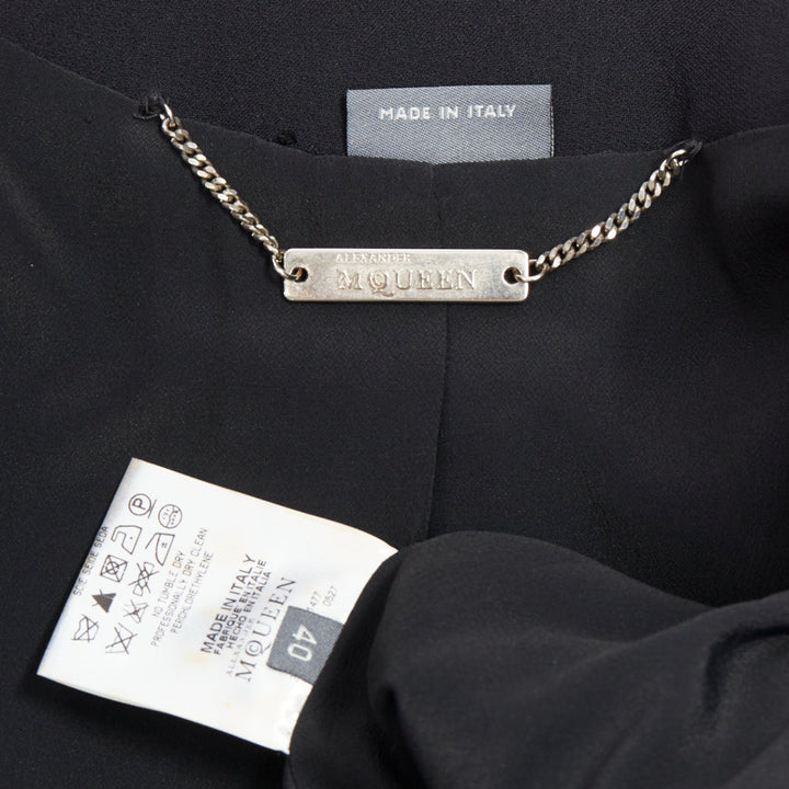 ALEXANDER MCQUEEN 2011 black beaded ruffle collar fitted blazer jacket IT40 S