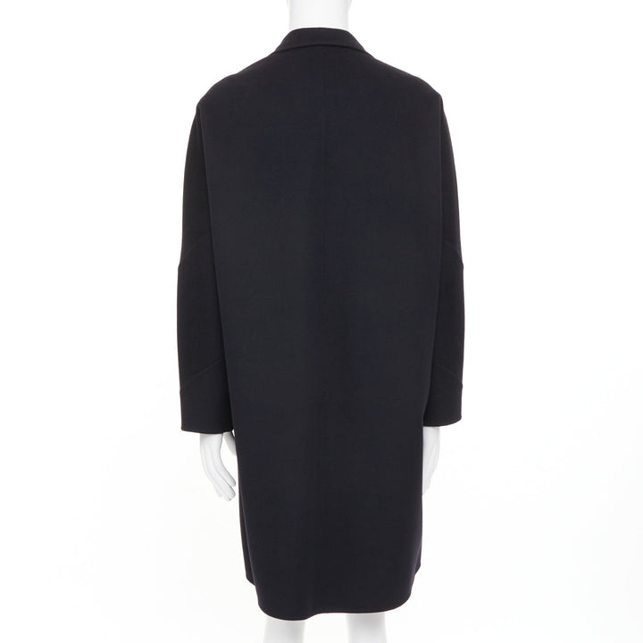 VALENTINO black virgin wool cashmere button flap pocket notch lapel coat IT44 XS