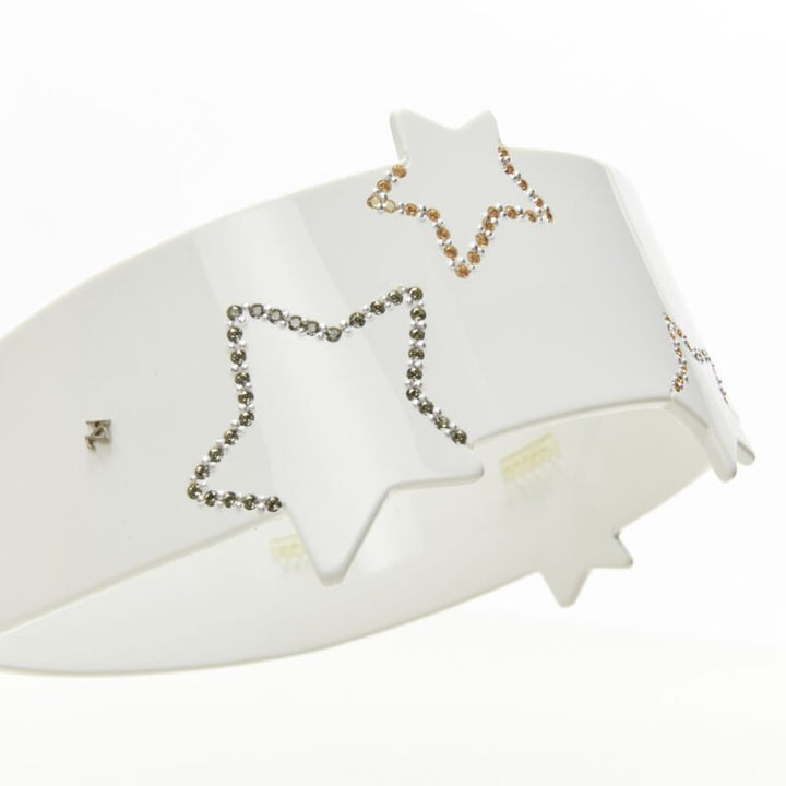 Female mannequin wearing Alexandre Zouari by Alexandre Zouari White Acrylic Women Hair Accessories in Size  | Available at JHROP