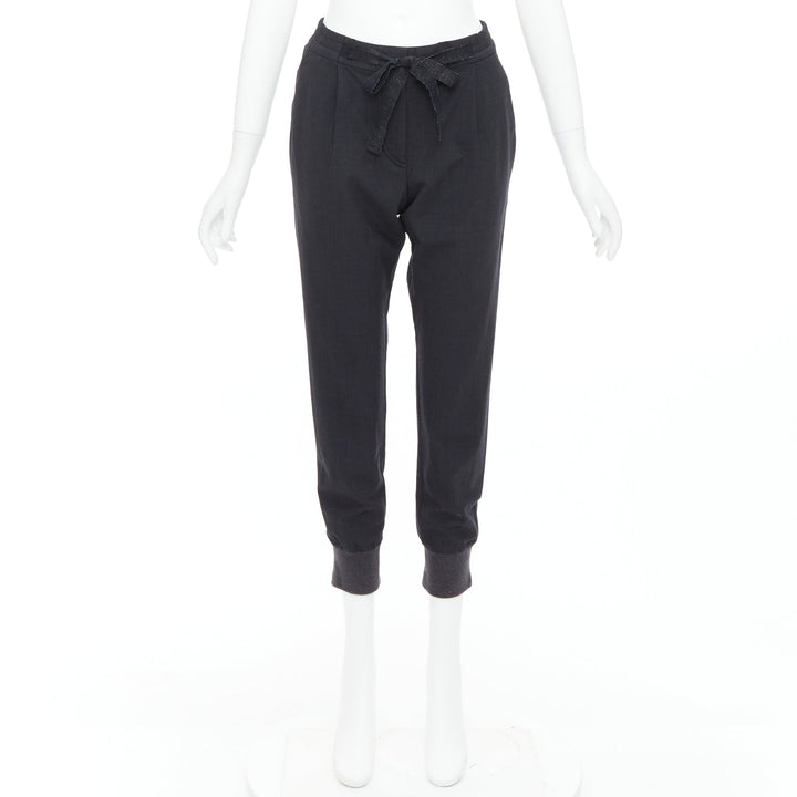 BRUNELLO CUCINELLI dark grey virgin wool blend relaxed jogger pants IT38 XS