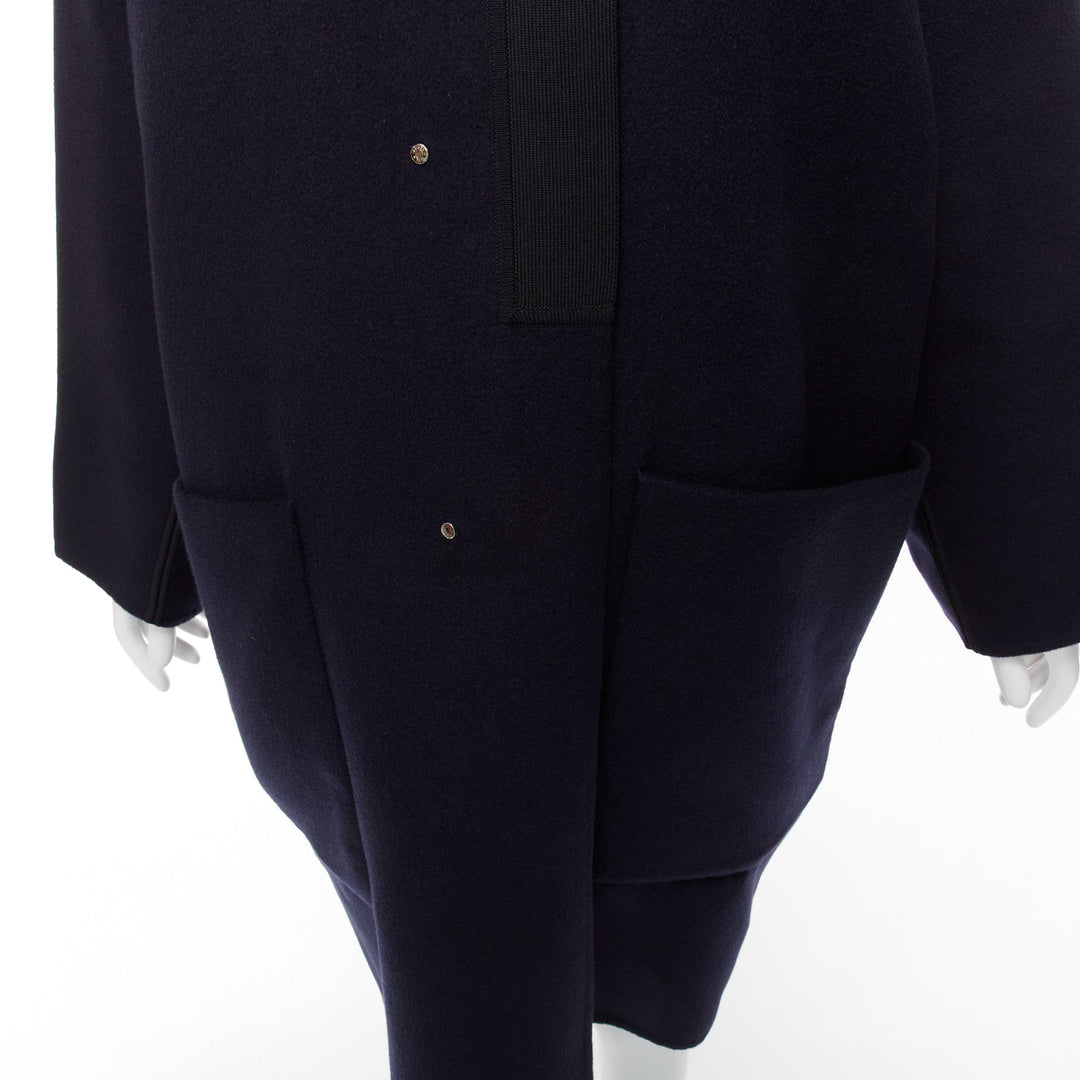 rare HERMES Martin Margiela navy double faced cashmere cocoon coat FR42 XL