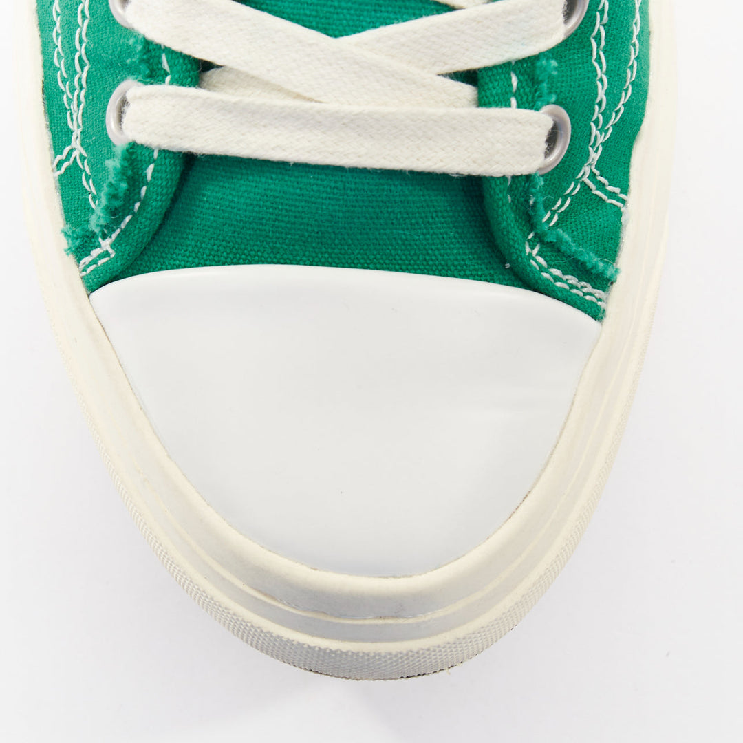 R13 Kurt bright green distressed canvas chunky platform high top sneakers EU37