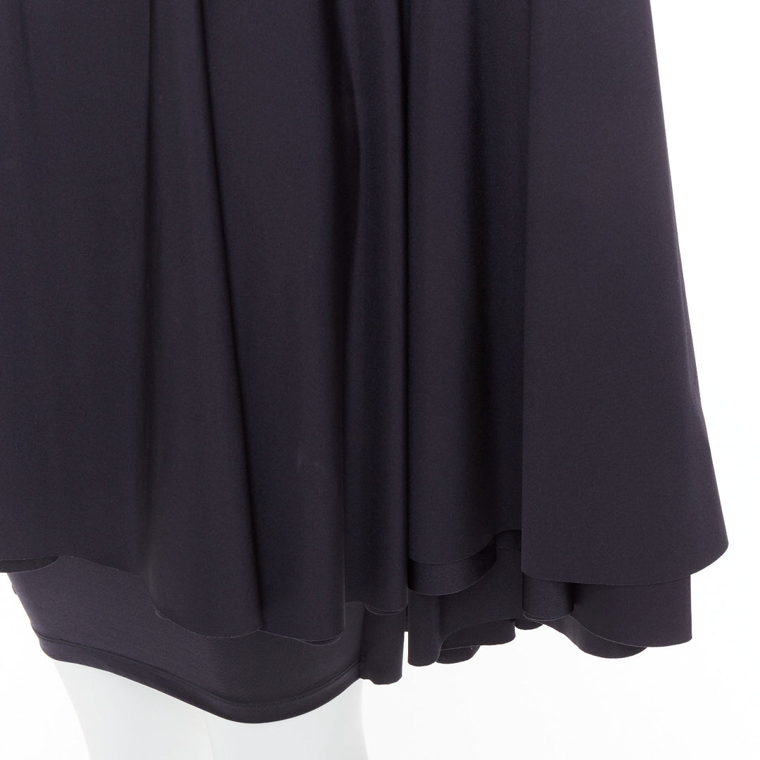 BALENCIAGA Demna 2019 black spandex caped vacuum sucked bodycon dress FR34 XS