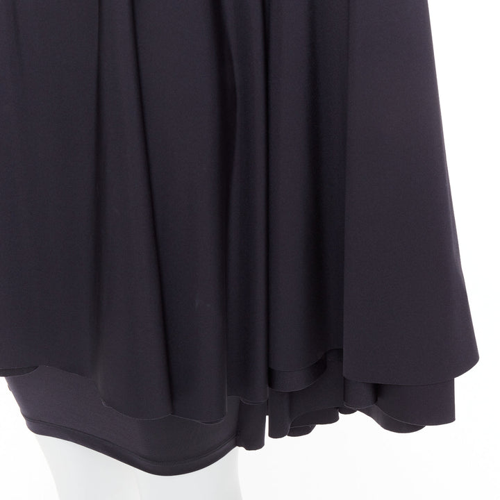 BALENCIAGA Demna 2019 black spandex caped vacuum sucked bodycon dress FR34 XS