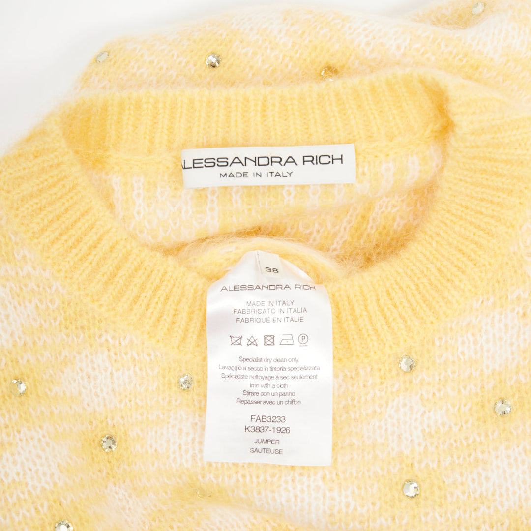 ALESSANDRA RICH Vichy Crystal embellished checked mohair blend top IT38 XS